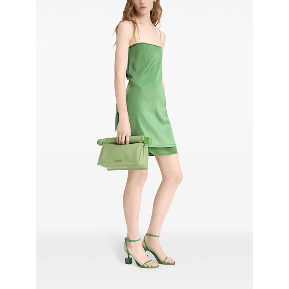 JACQUEMUS La Robe Mia Dress in Green 38 New Womens Satin Cut out Back Mini - Picture 13 of 17